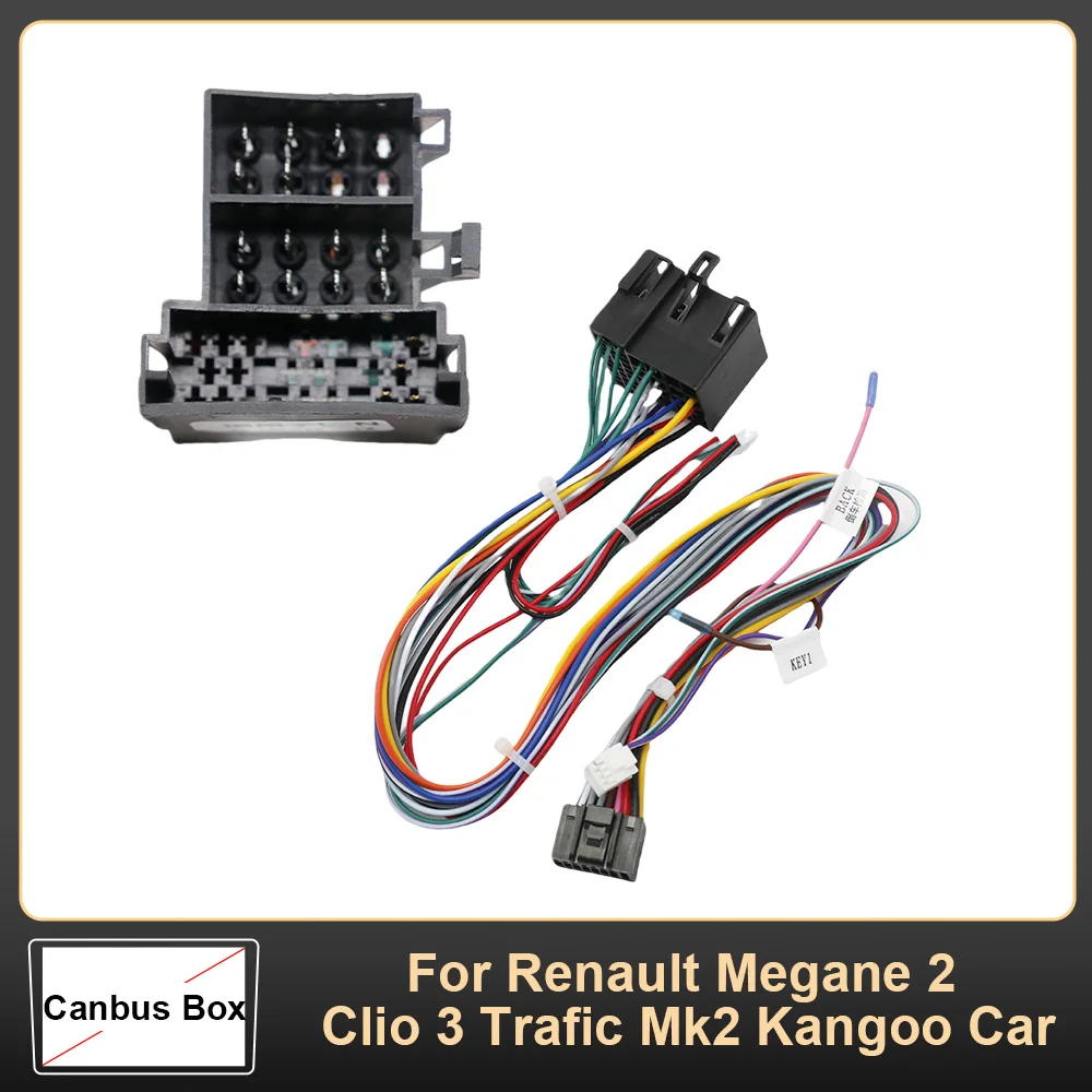 CAN-Bus-Decoder, 16-poliger auf ISO-Radio-Kabelbaum-Adapter für Renault Megane 2 Clio 3 Trafic Mk2 Kangoo Auto-Android-Verkabel Image