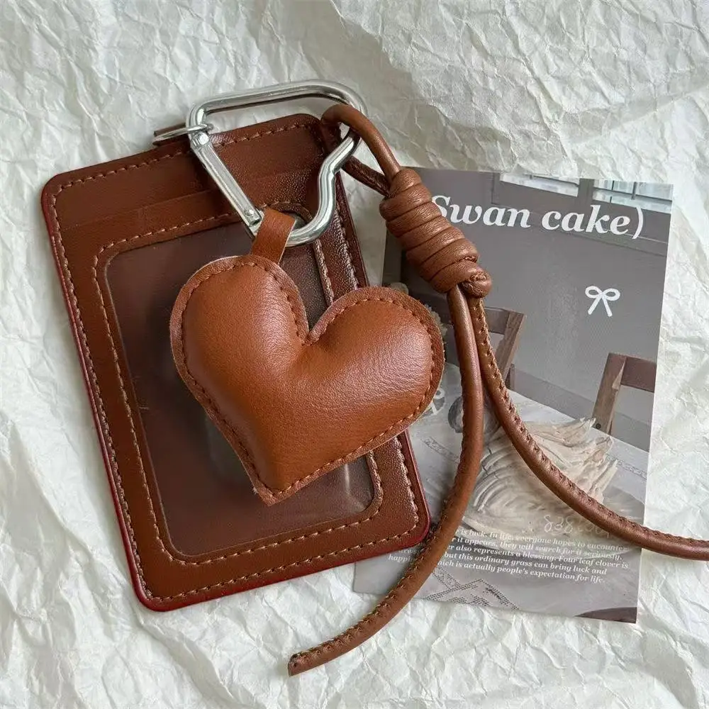 Kartenetui aus Leder, süßer und cooler koreanischer Liebesanhänger, Ausweis, Bus- und U-Bahn-Karte, Campus-Karte, Zugangskarte Image