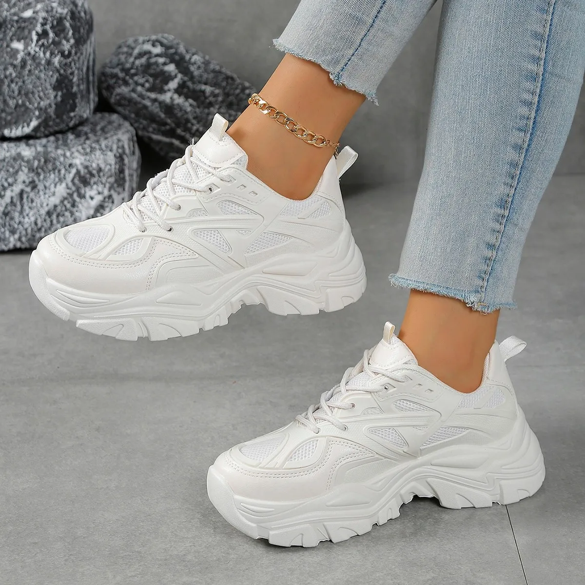 Frühling Herbst Neue Elegante/Komfortable Flache Freizeitschuhe Modische Bestseller Runde Spitze Atmungsaktive Sportschuhe für Damen