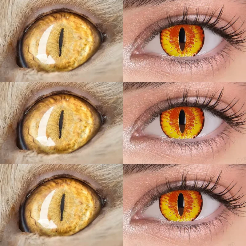 Bio-Essenz 1 Paar Cosplay Kontaktlinsen für Augen Halloween Cat Eye Kontakte Anime Zubehör Schlange Augenlinsen Eidechsen linsen Image