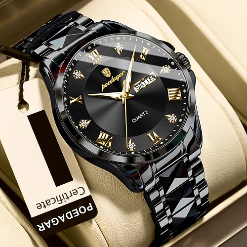 Modische neue Herrenarmbanduhr der Marke 883 aus Edelstahl, luxuriöse, leuchtende, wasserdichte Herrenarmbanduhr mit Doppelkalender.