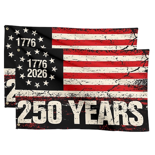 2 Stück Flaggen zum 250. Jahrestag der Vereinigten Staaten (1776–2026), patriotische amerikanische Gedenkflagge für 250 Jahre, ideal für Garten, Hof oder Hausdekoration