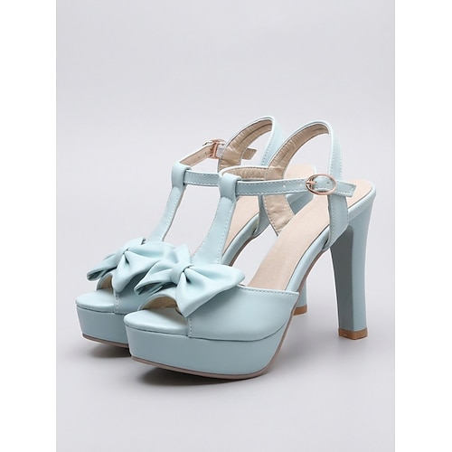 Weiße Plateau-Pumps mit offener Zehenpartie, T-Riemen und Schleife – elegante Brautschuhe für Gartenhochzeiten Image