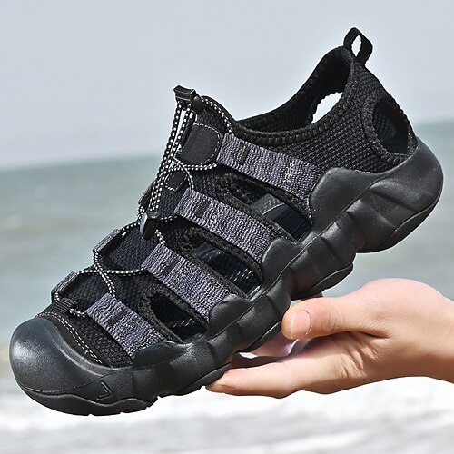 Blaue Herren-Wandersandalen im Camouflage-Design mit Schnellverschlussriemen, robust und bequem, perfekt für Outdoor-Sportarten und Abenteuerreisen Image