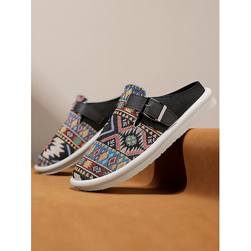 Weiße Herren-Slipper aus Canvas mit verstellbarem Riemen, atmungsaktiv und leicht, ideal für Strandurlaub, Reisen und Freizeitaktivitäten. Image