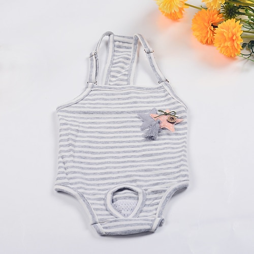 gestreifter einteiliger Riemen Haustier physiologische Hose Hund Menstruationshose Teddybär Welpen Hygienehose Hundehöschen Image