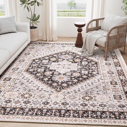 Persischer Ethno-Teppich, Vintage-Boho-Schlafzimmerteppich, strapazierfähiger, rutschfester Teppich für das Wohnzimmer Image