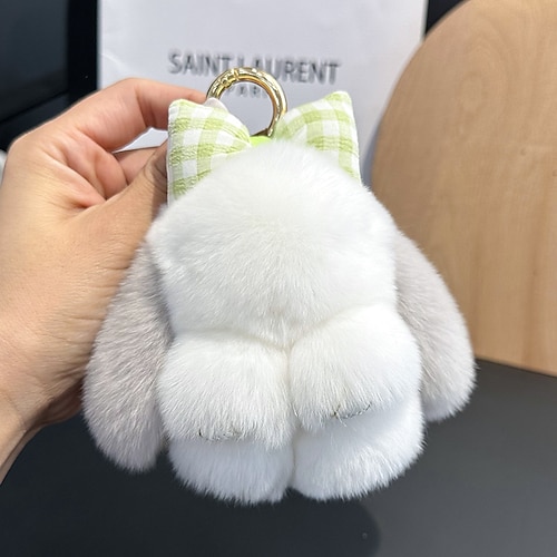 Niedlicher, flauschiger Hasen-Schlüsselanhänger, weicher Plüschhasen-Rucksackanhänger für Mädchen, Mini-Hasen-Füllung für Osternester, Geschenk zum Kindergeburtstag oder Valentinstag, Image