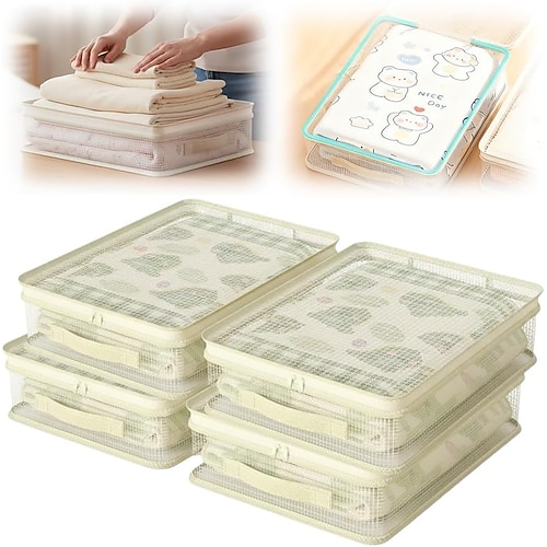 4/6/8 Stück durchsichtige Aufbewahrungsbeutel für den Kleiderschrank, transparente PVC-Kleideraufbewahrungsbehälter mit Griffen, stapelbarer Deckenorganizer mit großem Fassungsvermögen, staubdicht und Image