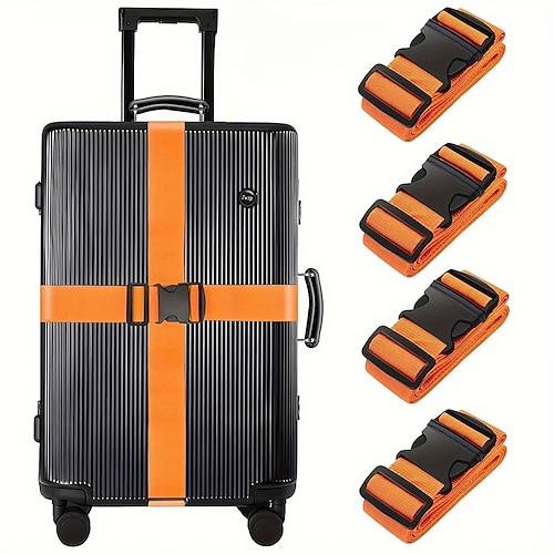 4 Gepäckgurte, 200 cm verstellbare Reisetaschengurte mit Schnalle, sichert Koffer, schnelle Gepäckidentifizierung, verschiedene Farben, unverzichtbares Reiseaccessoire, Geschenkidee Image