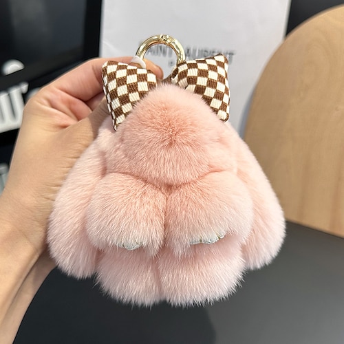 Niedlicher, flauschiger Hasen-Schlüsselanhänger, weicher Plüschhasen-Rucksackanhänger für Mädchen, Mini-Hasen-Füllung für Osternester, Geschenk zum Kindergeburtstag oder Valentinstag, Image