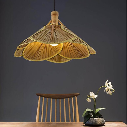Kronleuchter, Retro-Kronleuchter, einfache Pendelleuchte mit Fächerform, Bauernhaus-Hängeleuchte, Deckenleuchte, geeignet für Küche, Restaurant, Schlafzimmer, Wohnzimmer, Kronleuchterlampe Image