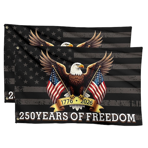 2 Stück Flaggen zum 250. Jahrestag der Vereinigten Staaten (1776–2026), patriotische amerikanische Gedenkflagge für 250 Jahre, ideal für Garten, Hof oder Hausdekoration
