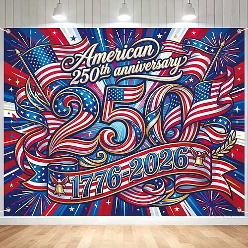 Fotohintergrund zum 250. Jahrestag der USA für die Dekoration zum Unabhängigkeitstag, patriotisches Feierbanner Image