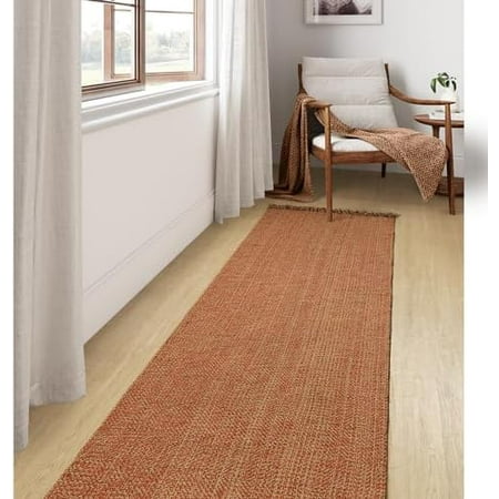 Long Hallway Runner Rug 2.6 x 10 Washable Runner Indoor Entryway Rug Terracotta Braided Woven Kitchen Runner Rugs Low-Profile Front Door Floor Carpet for Laundry Room Bedroom