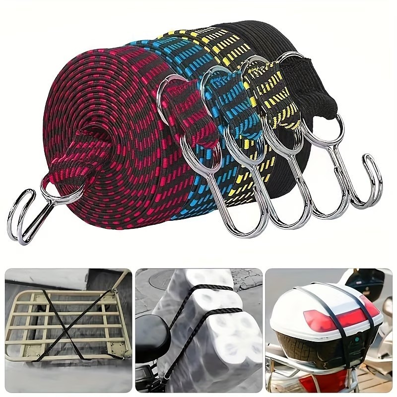 4pcs Heavy-Duty Multifunctional Elastic Luggage Straps, Luggage Packing Straps, Luggage Belts, Flat Elastic Ropes, Suitable for Securing Goods And Luggage on Trucks, Motorcycles, Bicycles, Carts