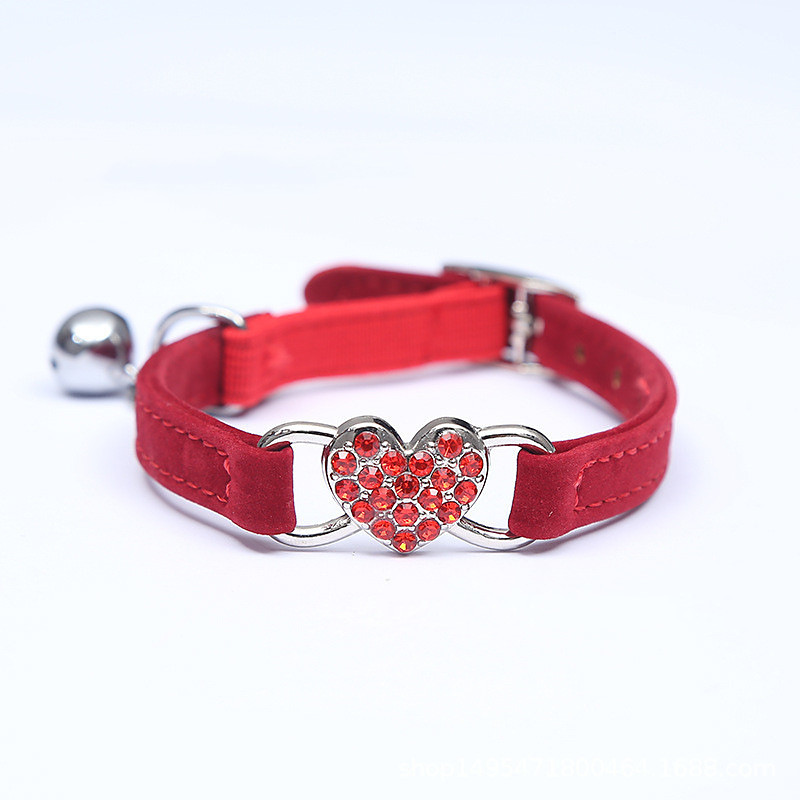 2 Pcs Pet supplies Cat love Flocking color diamond bell Cat collar Pet supplies