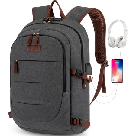 Canvas Laptop Backpack-Anti Bag for Men Women Rucksack Fits 15.6Inch Laptop Work Travel with USB Port and Lock