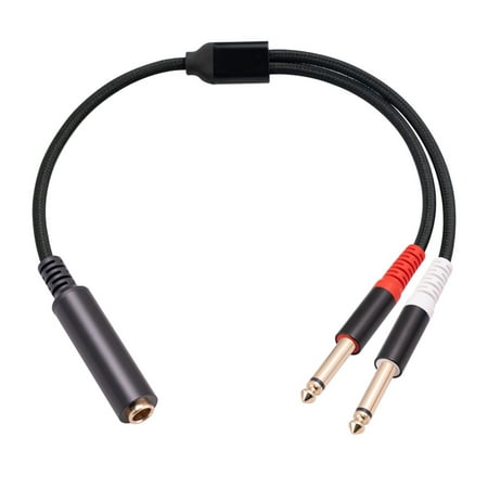 Zorvai 30cm 6.35mm Female Adapter to 2x6.35mm Stereo Male Audio Socket Adapter Cable 1/4 Female to Dual 1/4 Male 6.35mm