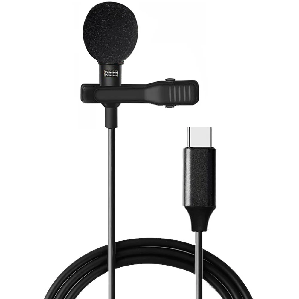 Mini microfono portatile a condensatore clip-on risvolto microfono lavalier USB c cablato Mikrofo/Microfon per telefono portatile con jack per cuffie
