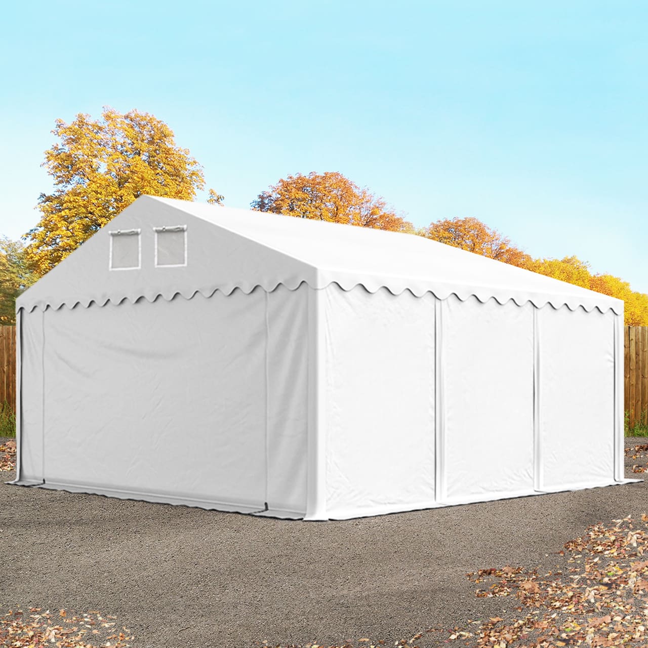 6x6 m Lagerzelt, PVC-Plane, weiß, mit Bodenrahmen, mit Statik (Betonuntergrund) - (57715) Image