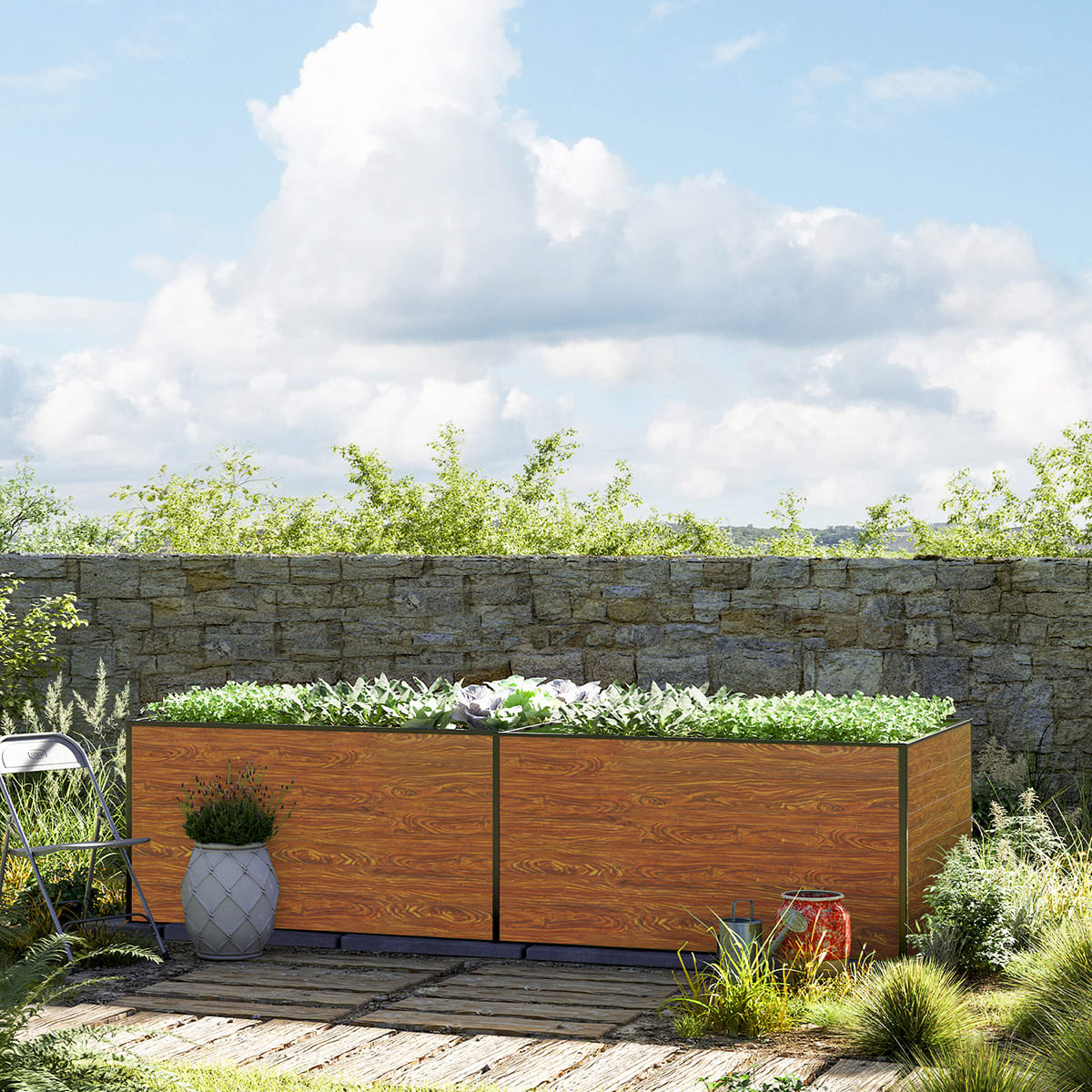 297 x 99 x 77 cm Hochbeet, Holzoptik - (GFPV00374)