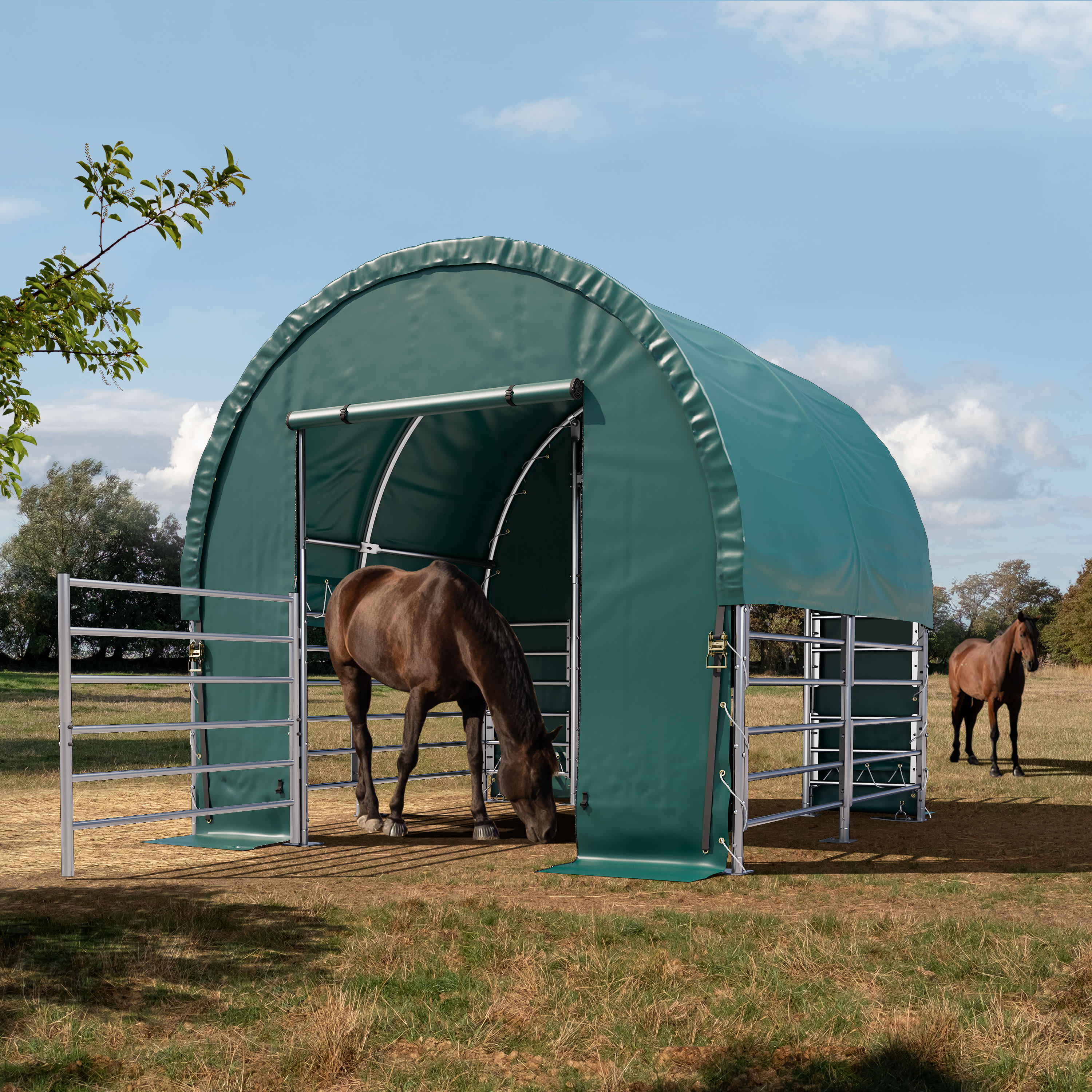 3x3m Weidezelt, PVC-Plane, dunkelgrün, Erdbefestigung - (330666) Image
