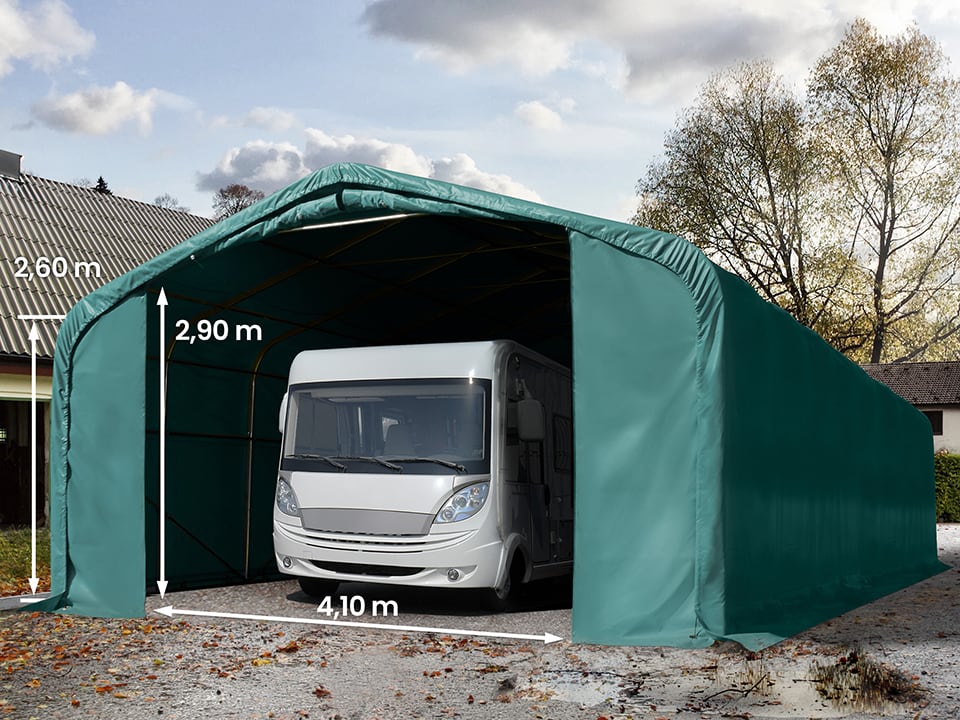 6x24m Zeltgarage, PVC-Plane, dunkelgrün, mit Statik (Betonuntergrund) - (99437) Image