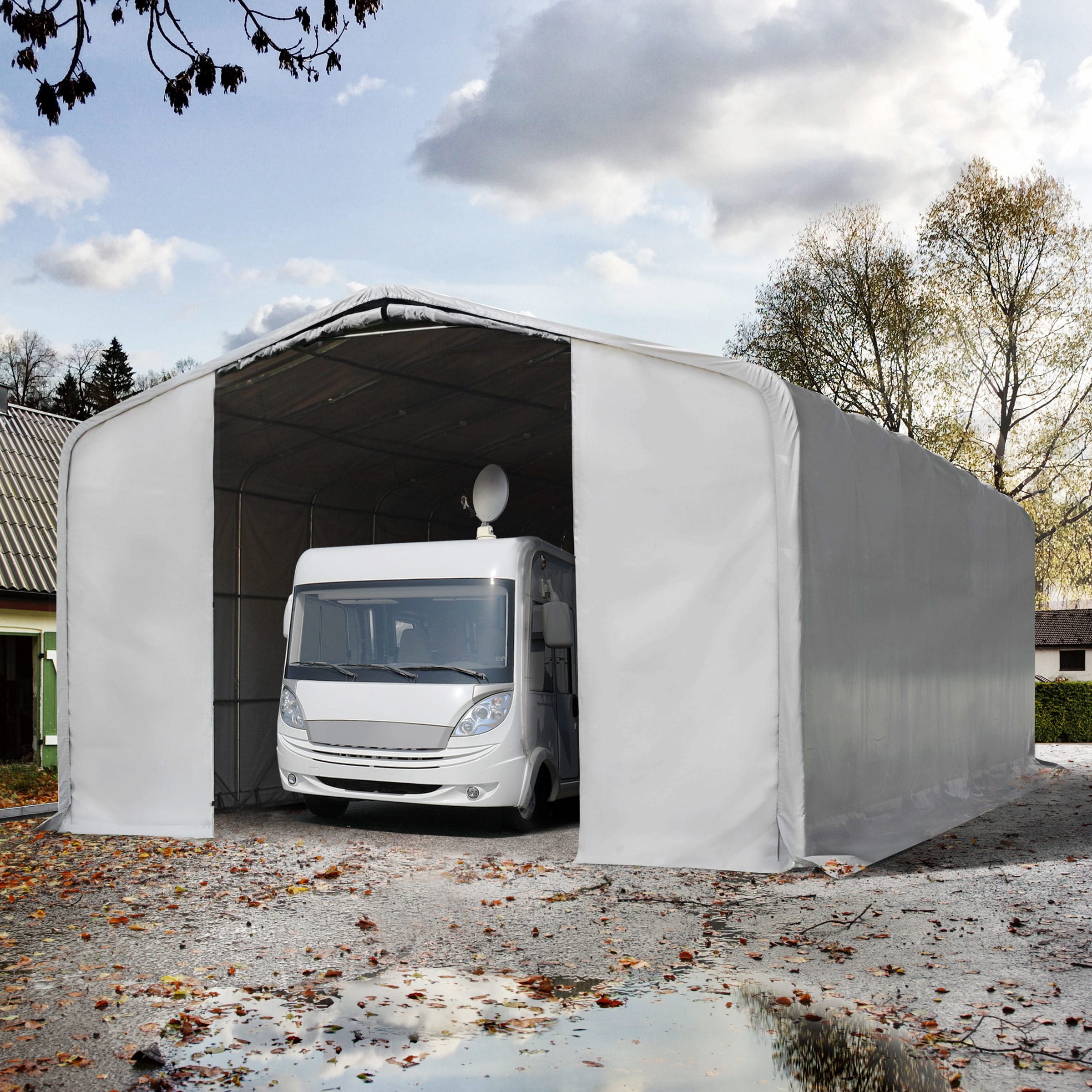 8x12m Zeltgarage, PVC-Plane, grau, ohne Statik - (99506) Image