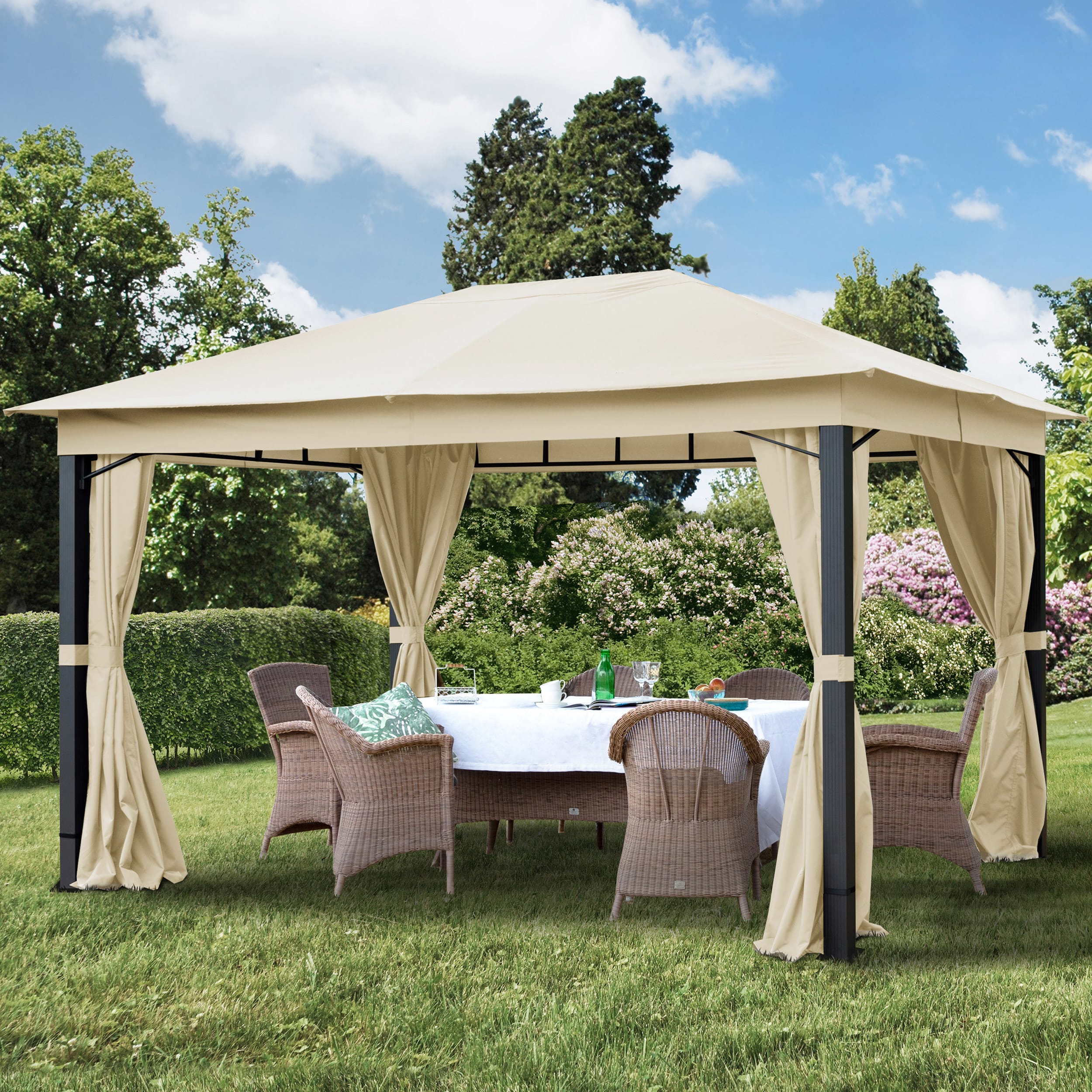 3x4 m Softtop Gartenpavillon, inkl. 4 Seitenteile, champagnerfarben - (300173) Image