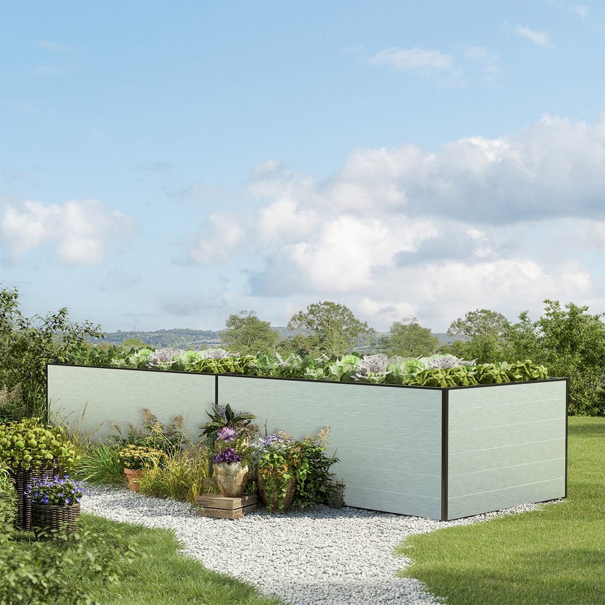 387 x 77 x 77 cm Hochbeet, Aluminium eloxiert - (GFPV00403)