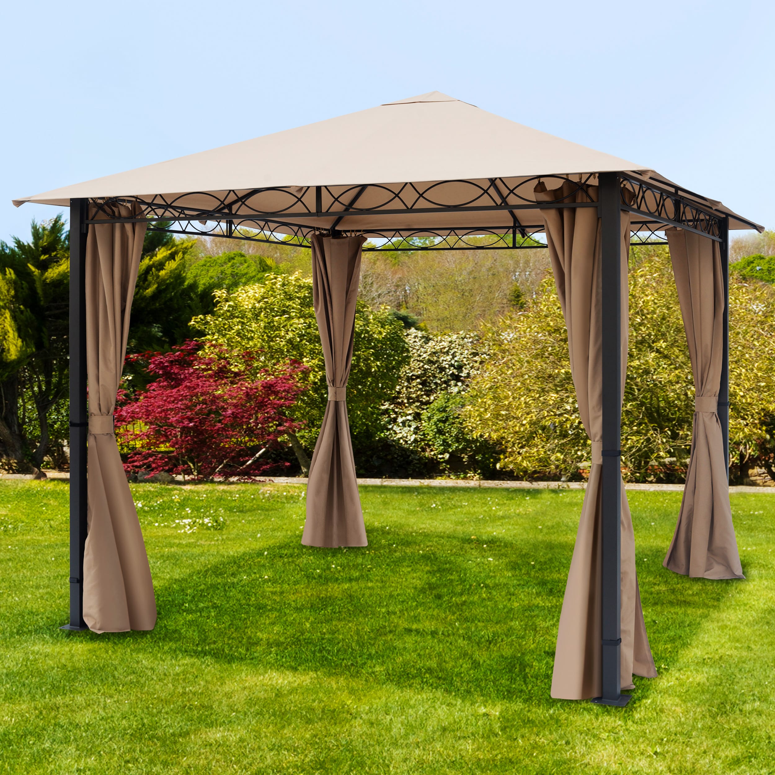 3x3 m Softtop Gartenpavillon, inkl. 4 Seitenteile, cappuccino - (300115) Image