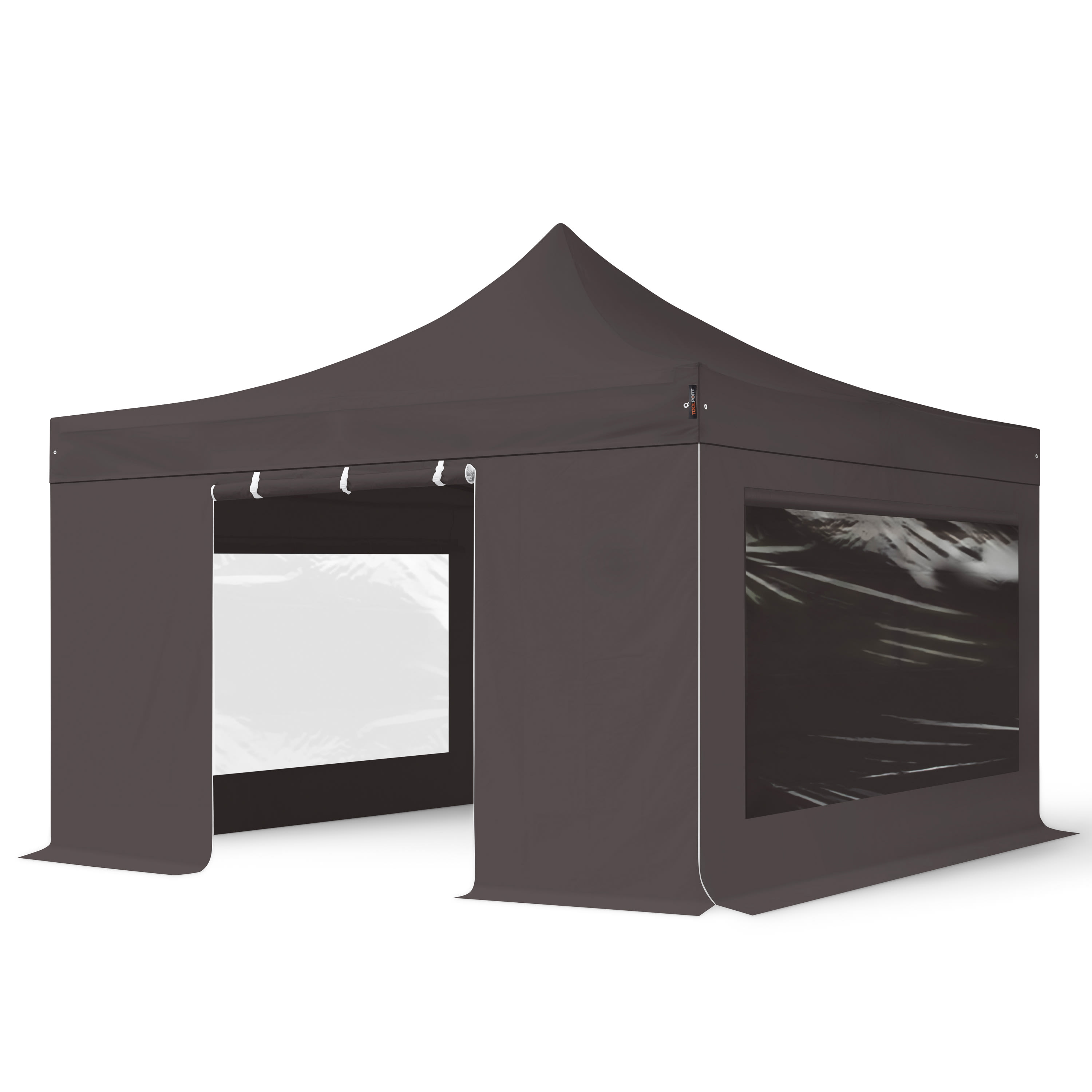 4x4m Stahl Faltpavillon, inkl. 4 Seitenteile, dunkelgrau - (600101) Image