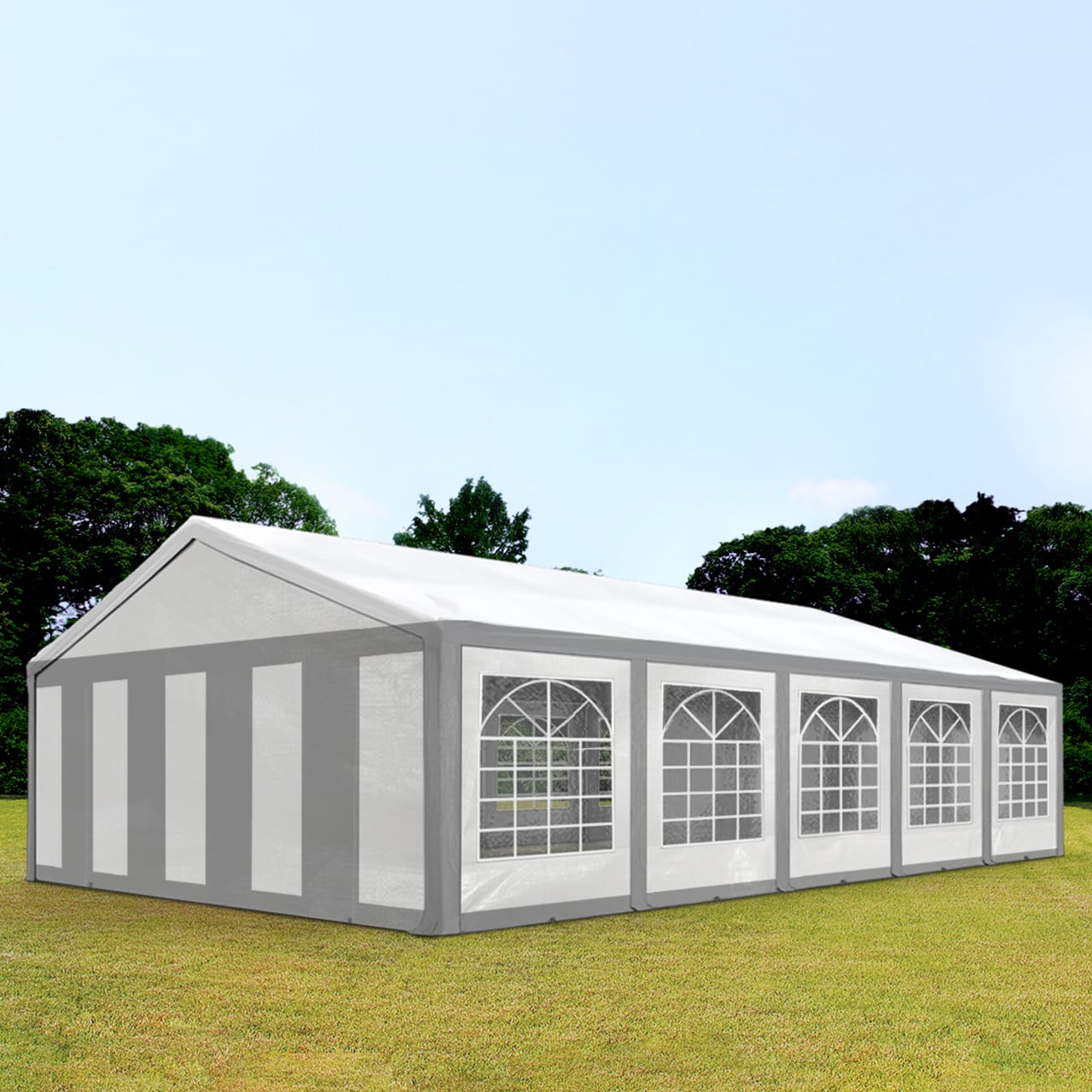 5x10m Partyzelt, PE-Plane, grau-weiß - (91124) Image