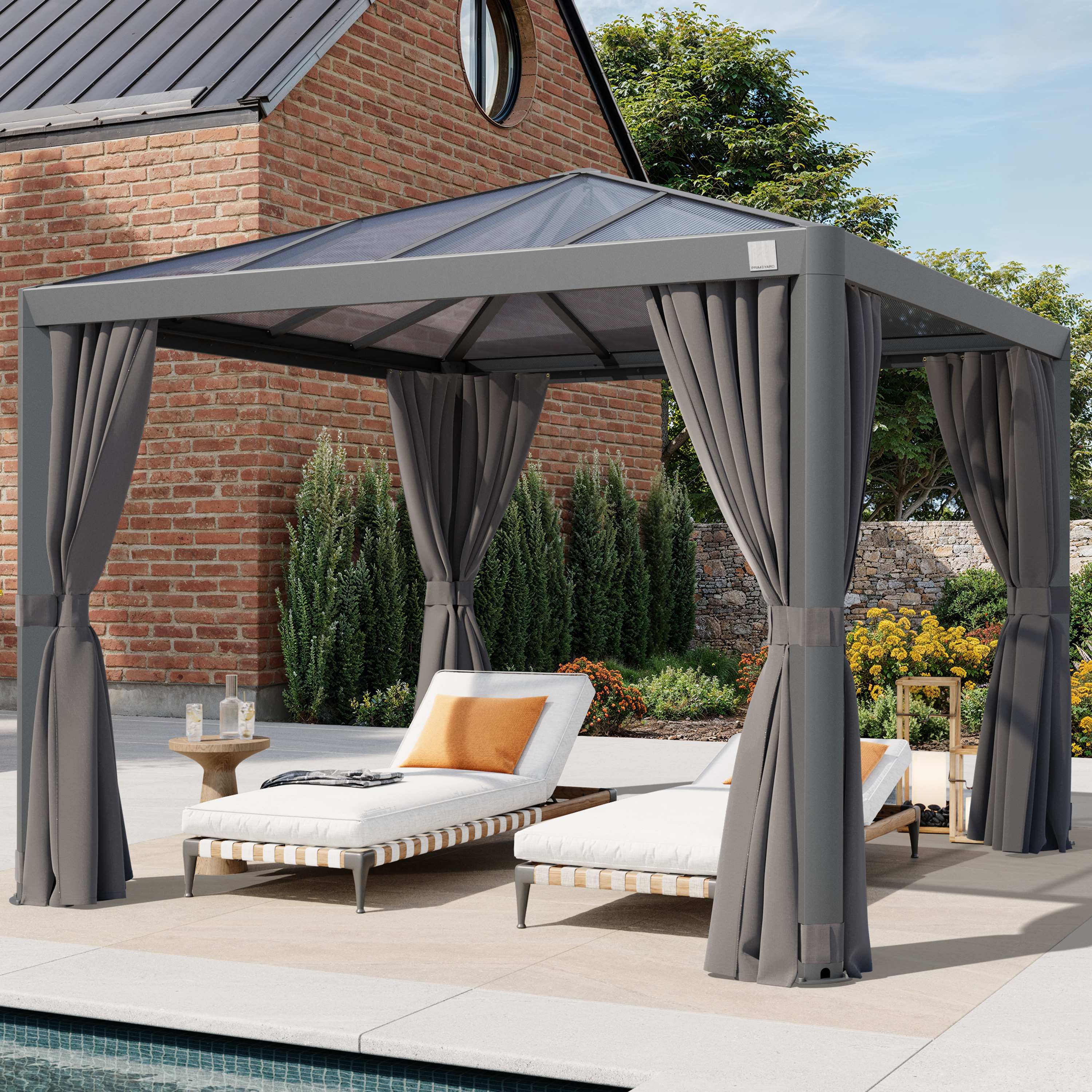 3x3m Hardtop Gartenpavillon, inkl. 4 Seitenteile, loft grey - (300662) Image