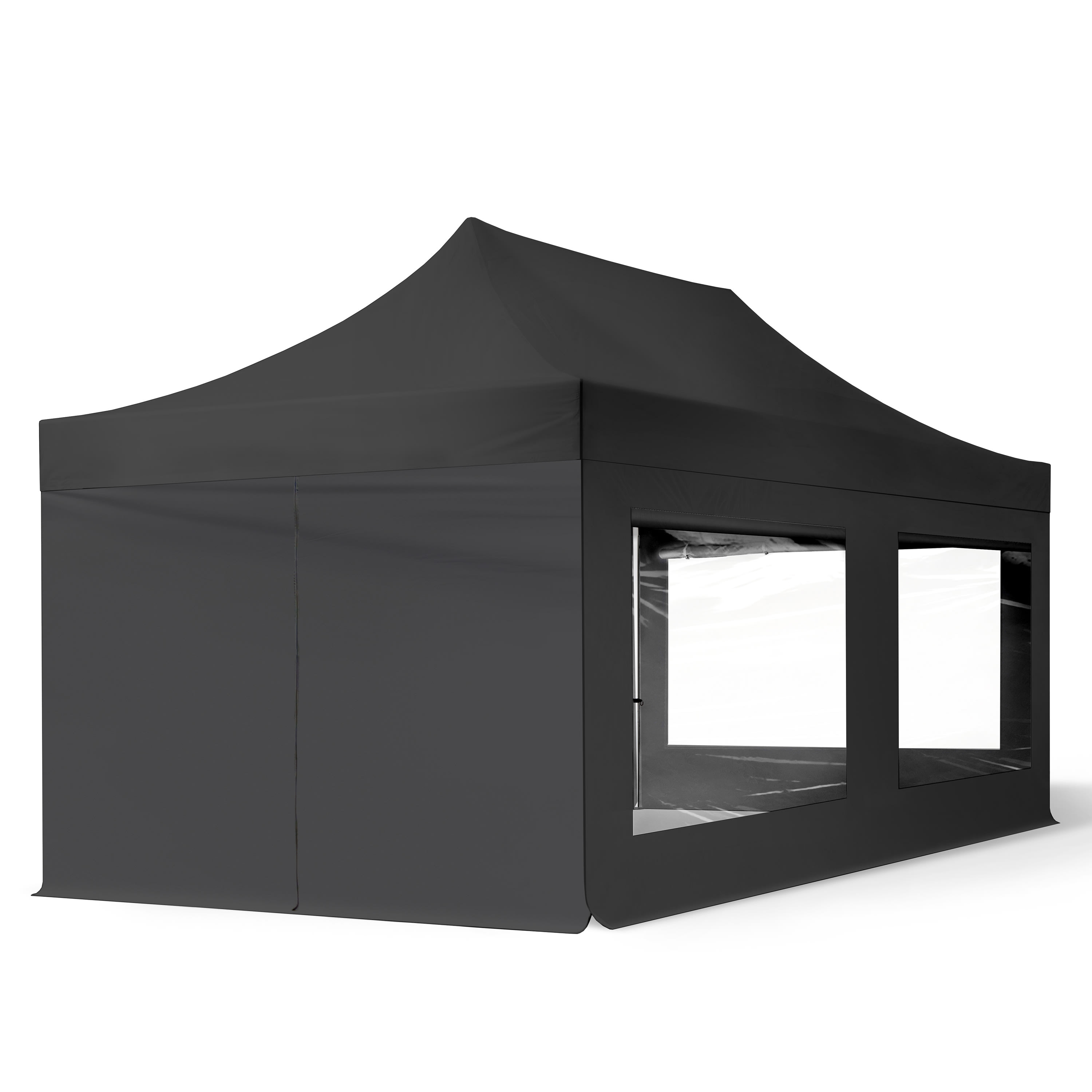 3x6m Stahl Faltpavillon, inkl. 4 Seitenteile, schwarz - (59357) Image
