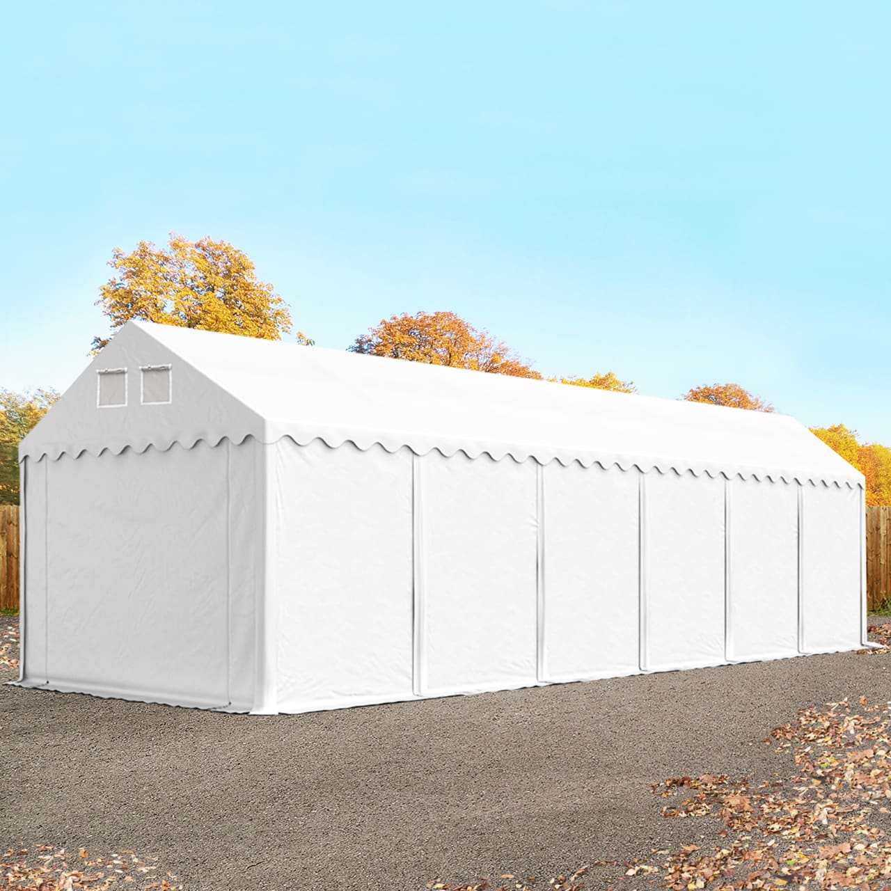 3x12 m Lagerzelt, PVC-Plane, weiß, mit Bodenrahmen, mit Statik (Erduntergrund) - (57672) Image