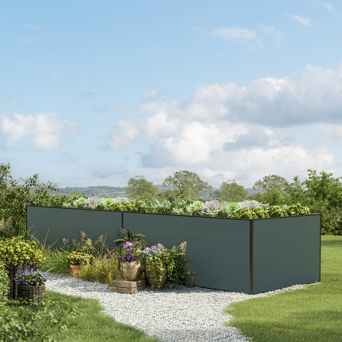 387 x 150 x 77 cm Hochbeet, Anthrazit - (GFPV00413) Image