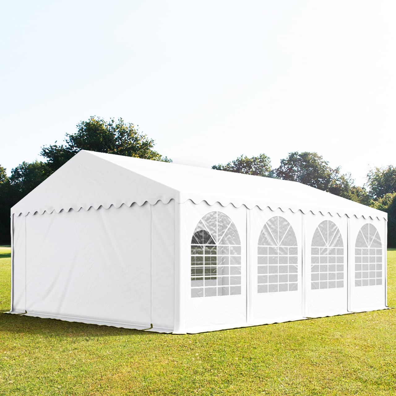 5x8m Partyzelt, PVC-Plane, weiß, mit Bodenrahmen - (7918) Image