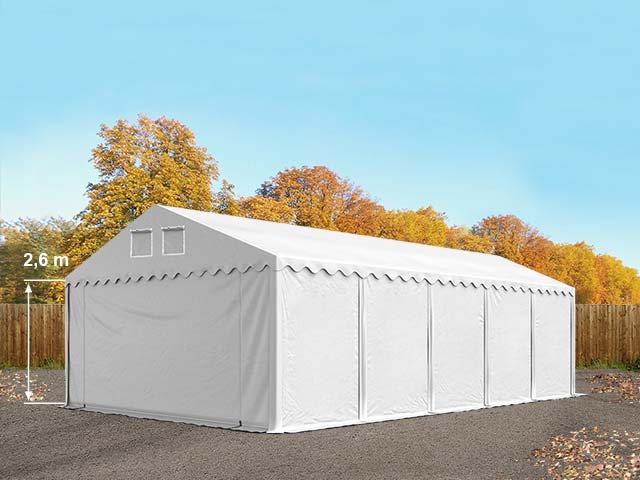 6x10 m Lagerzelt, PVC-Plane, weiß, mit Bodenrahmen, ohne Statik - (7525BL) Image