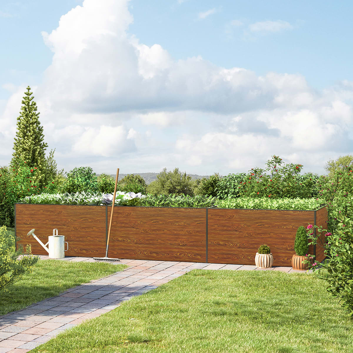 444 x 99 x 77 cm Hochbeet, Holzoptik - (GFPV00422) Image