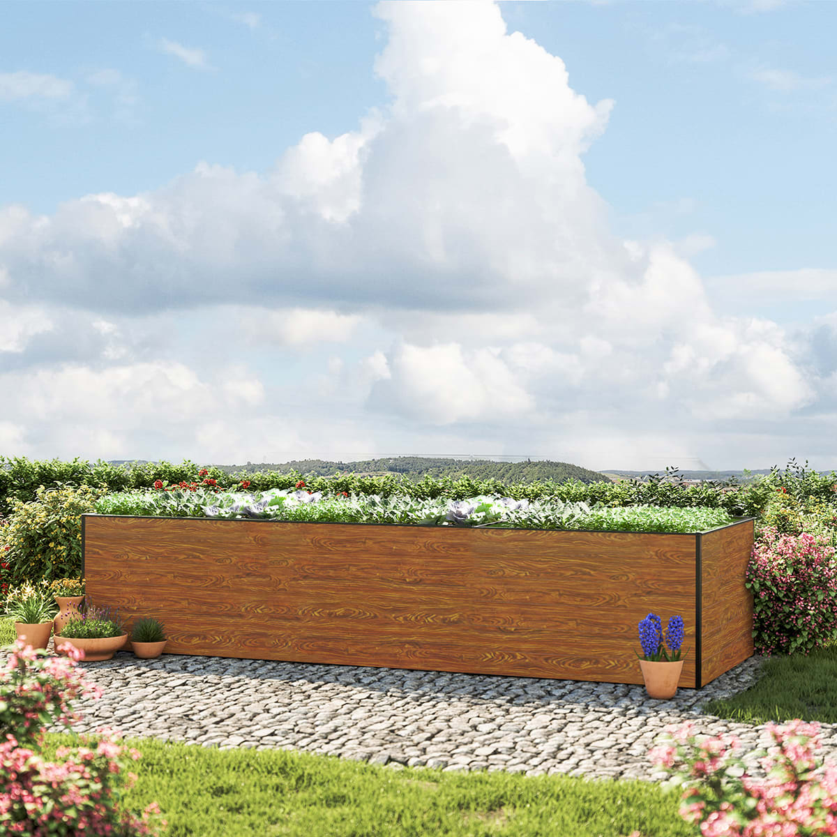 351 x 119 x 77 cm Hochbeet, Holzoptik - (GFPV00394) Image