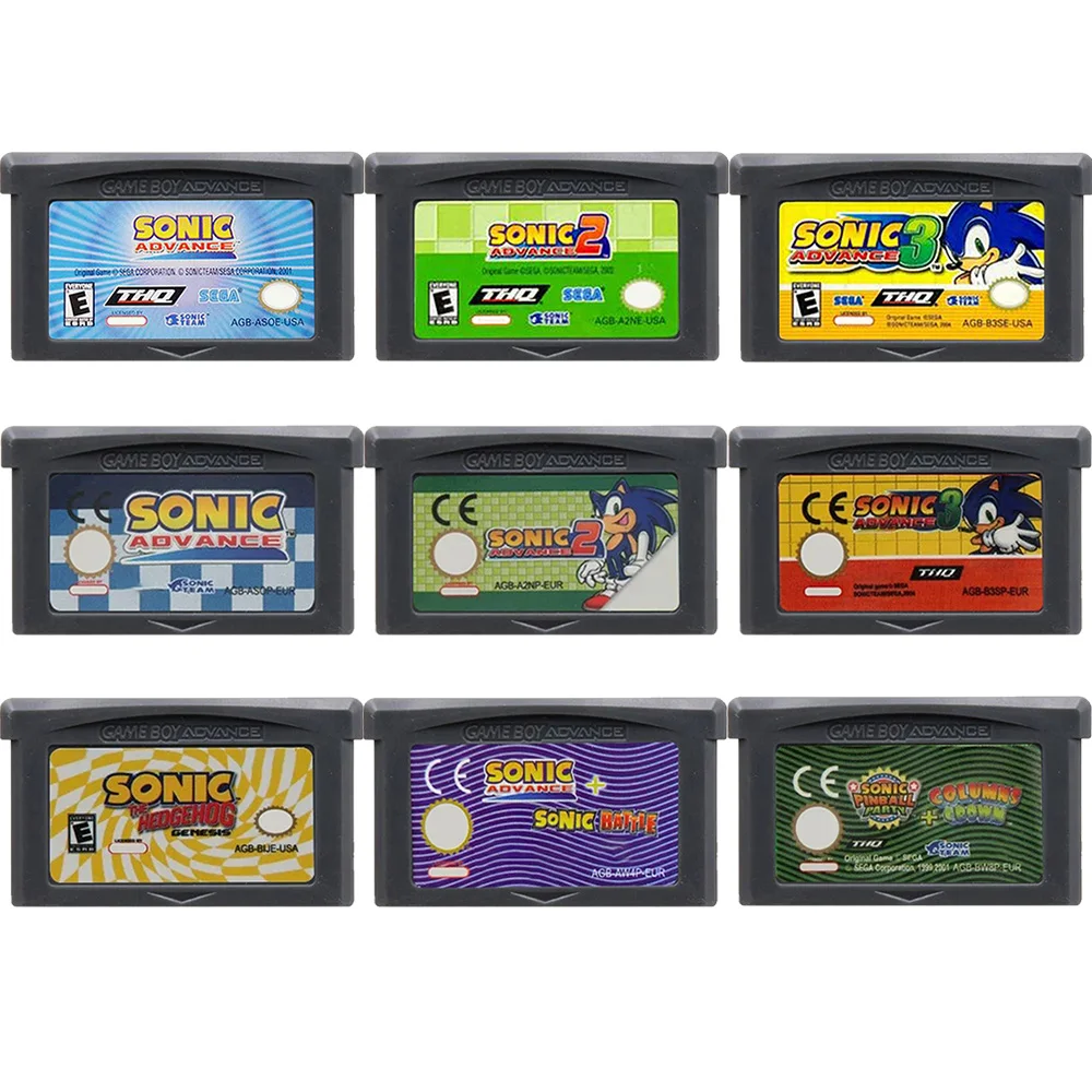 GBA Game Cartridge 32 Bit Video Game Console Card Sonic Game Card Sonic Advance 1 2 3 Hedgehog Genesis for USA EUR Version