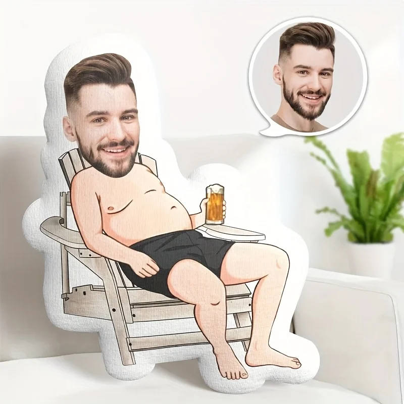 Neues Herren-Mini-Casual-Bier-Thema, personalisiertes Fotokissen, individuelles kleines dekoratives Kissen-Geschenk