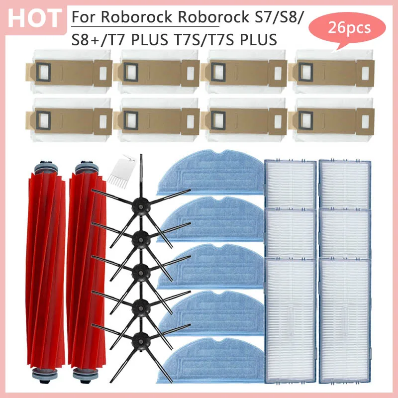 T7 PLUS T7S PLUS Hauptbürste Staubbeutel Wischtücher Hepa-Filter Haushaltszubehör für Roborock S7 S7 MaxV S7 MaxV Plus Roboterstaubsauger Image