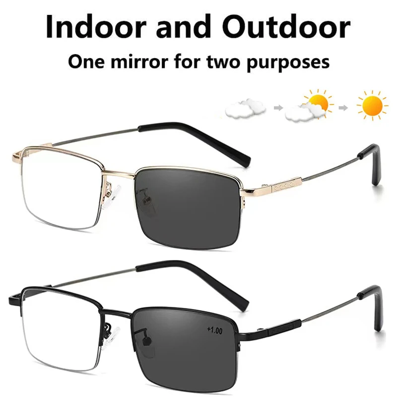 2026 Photochrome Lesebrille Modische Anti-Blaulicht Multifokalbrille Business Halbrahmen Presbyopie Herren 2,5 1,5 Image