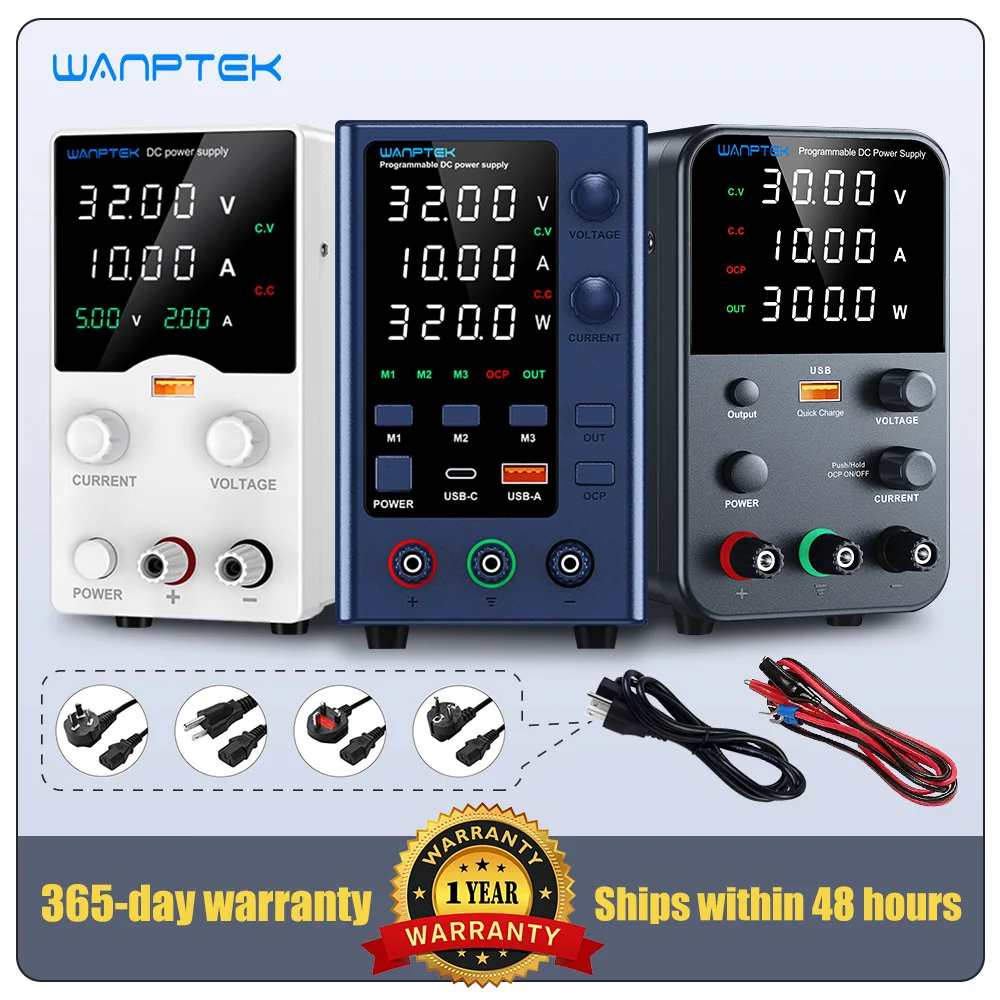 Wanptek DC-Labor-Netzteil, 30 V, 60 V, 120 V, einstellbarer Spannungsregler, voreingestellter Spannungsstrom, Doppeleingangsspannung, 220 V/110 V Image