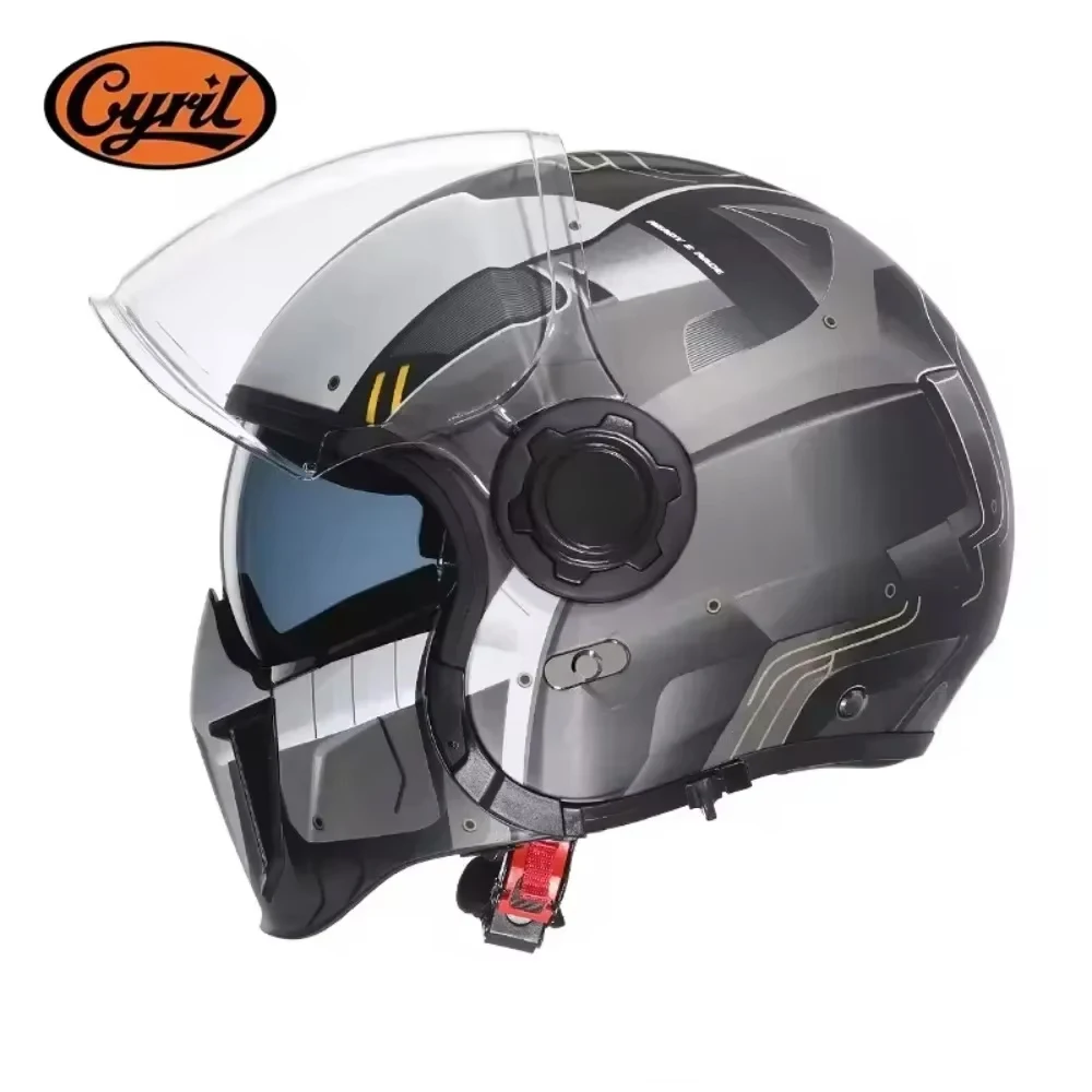 Offener Integralhelm Motorradhelm mit Doppellinse Modularer Helm für Männer und Frauen Retro Moto Helm DOT ECE ZUGELASSEN CYRIL OP12A Image