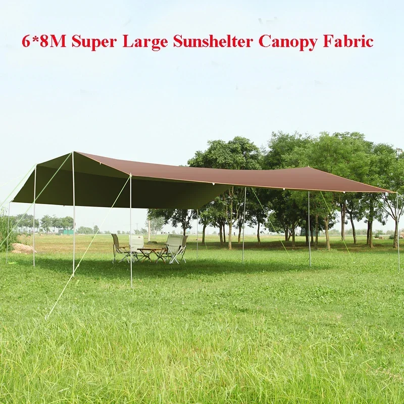 Ohne Stangen! 6 * 8 m großes Vordach, wasserdicht, Oxford-Silberbeschichtung, Outdoor-Camping-Markise, Sonnenschutzplane, mehr Aufhängepunkte Image