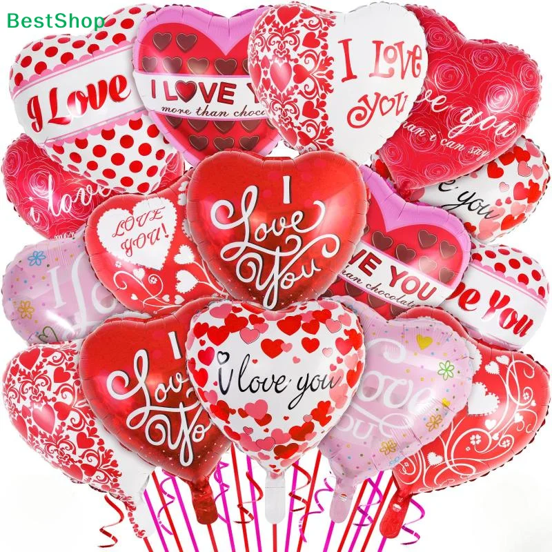   Valentinstag Herzballon-Set – 10 Stück „I Love You“ Folienballons für Hochzeits- und Jubiläumsdekoration Image